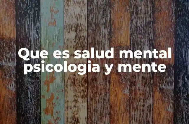 Que es Salud Mental Psicologia y Mente