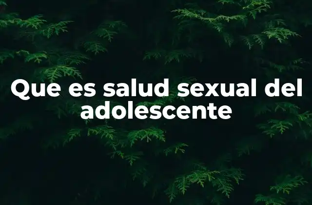 Que es Salud Sexual Del Adolescente