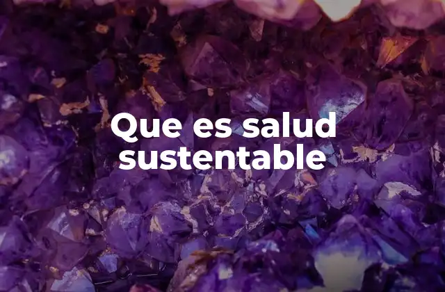 Que es Salud Sustentable