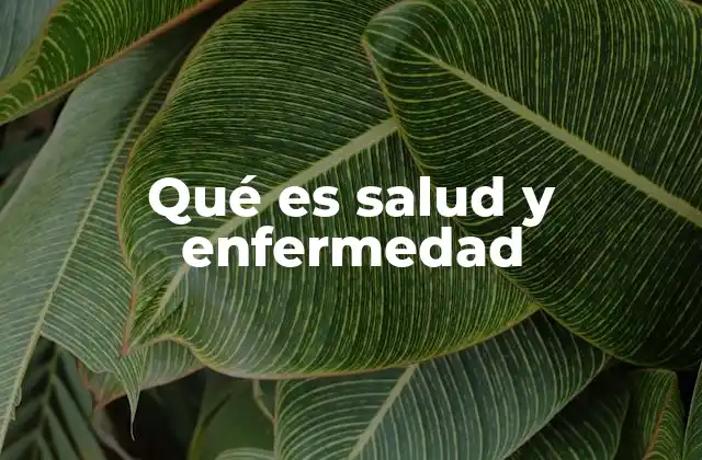 Qué es Salud y Enfermedad