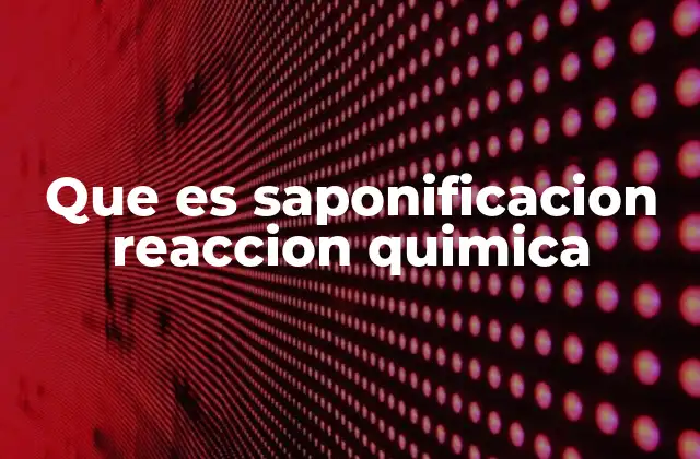 Que es Saponificacion Reaccion Quimica