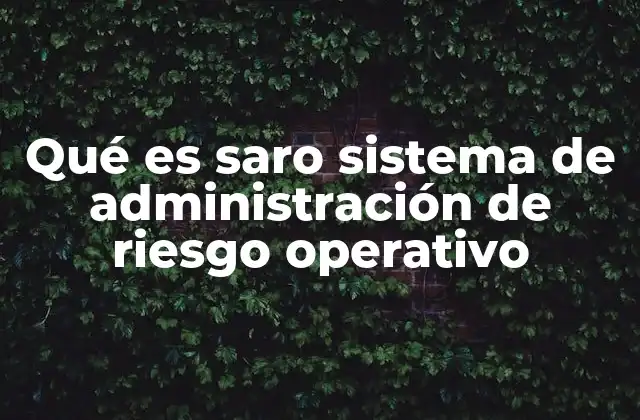 Qué es Saro Sistema de Administración de Riesgo Operativo