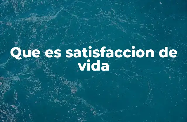 Que es Satisfaccion de Vida