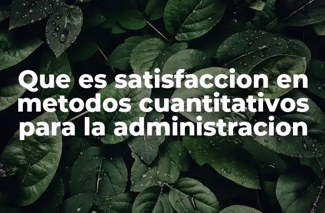 Que es Satisfaccion en Metodos Cuantitativos para la Administracion 2 El rol de la satisfacción en la toma de decisiones administrativas