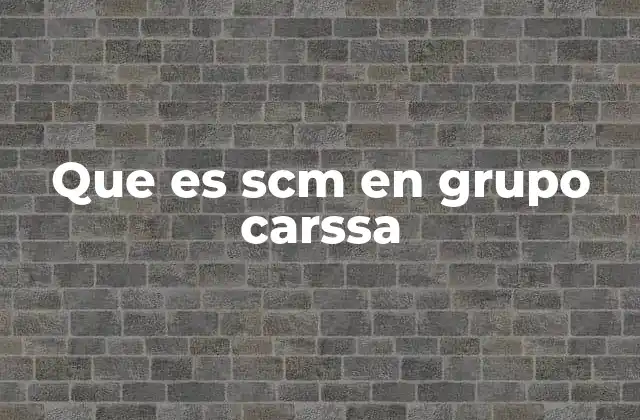 Que es Scm en Grupo Carssa