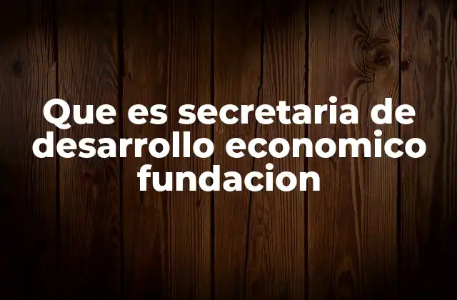 Que es Secretaria de Desarrollo Economico Fundacion
