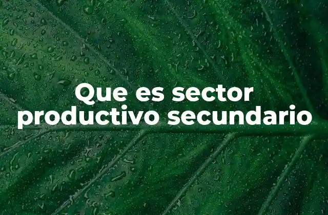 Que es Sector Productivo Secundario