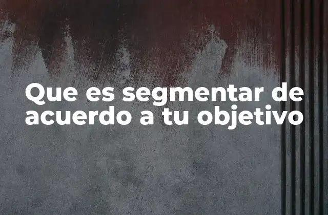 Que es Segmentar de Acuerdo a Tu Objetivo
