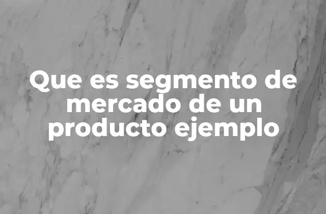 Que es Segmento de Mercado de un Producto Ejemplo