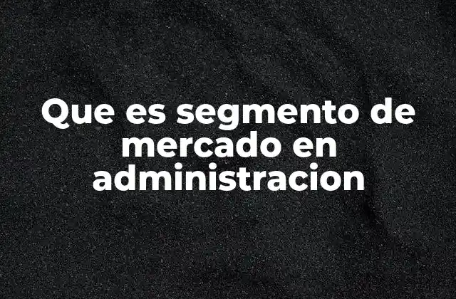 Que es Segmento de Mercado en Administracion