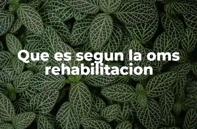 Que es Segun la Oms Rehabilitacion