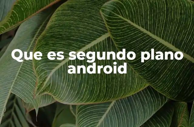 Que es Segundo Plano Android