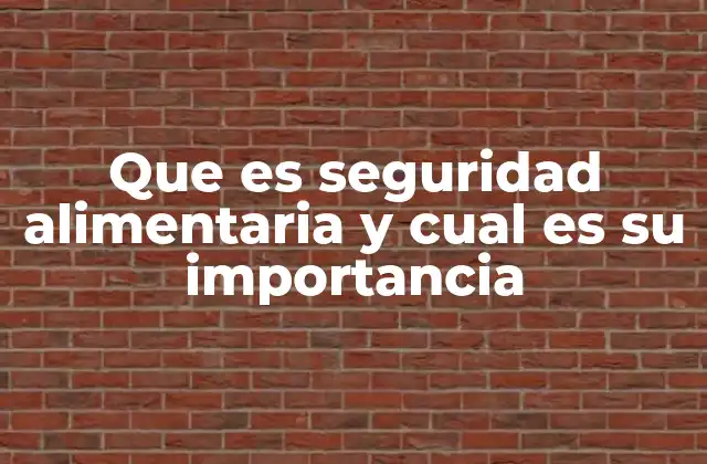 Que es Seguridad Alimentaria y Cual es Su Importancia