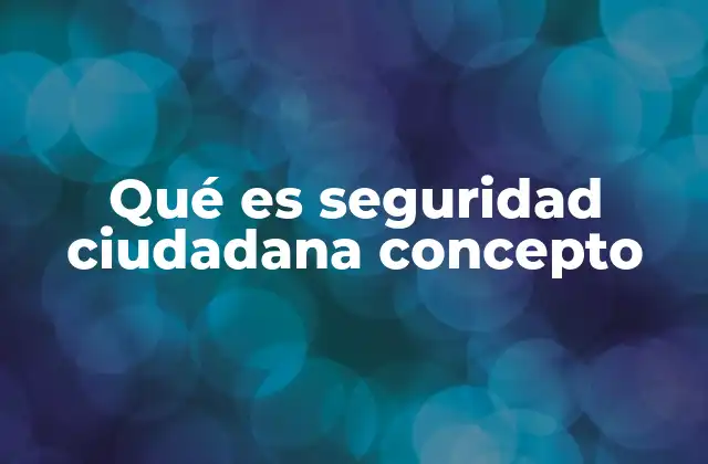 Qué es Seguridad Ciudadana Concepto