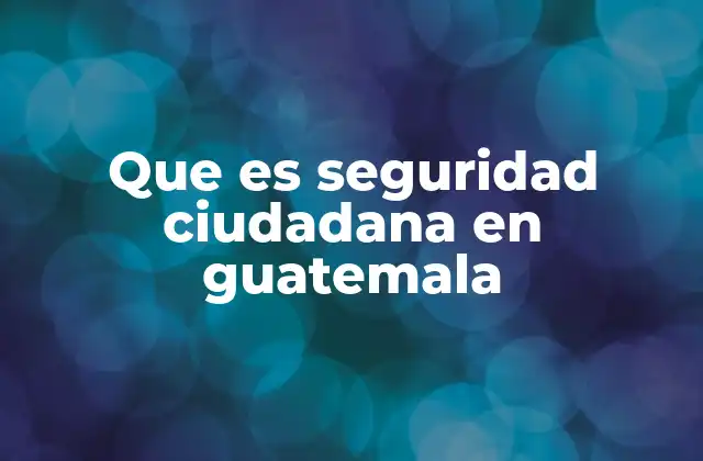 Que es Seguridad Ciudadana en Guatemala
