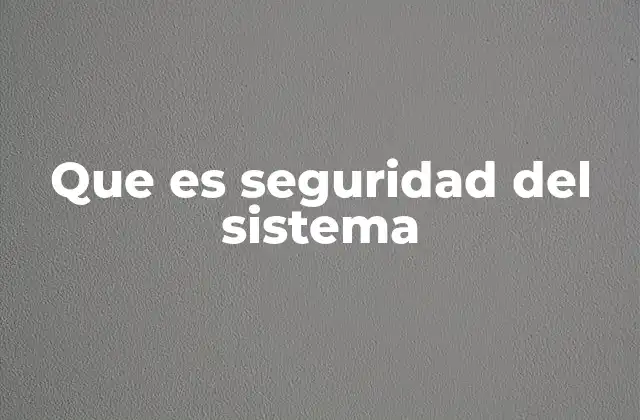Que es Seguridad Del Sistema