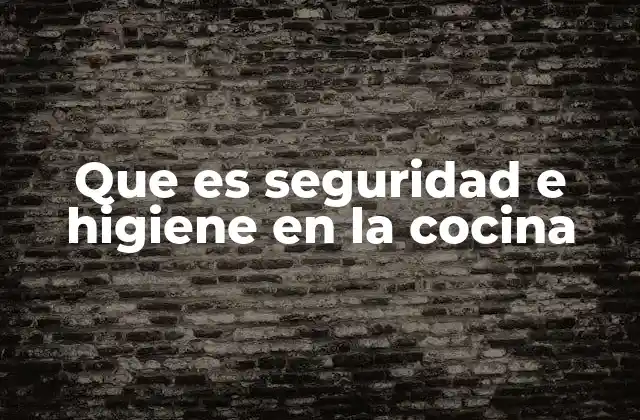 Que es Seguridad e Higiene en la Cocina