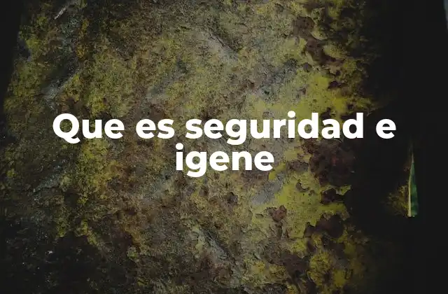 Que es Seguridad e Igene