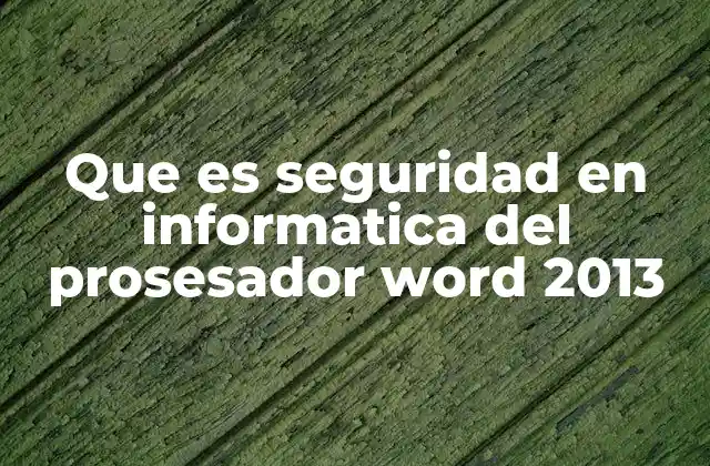 Que es Seguridad en Informatica Del Prosesador Word 2013