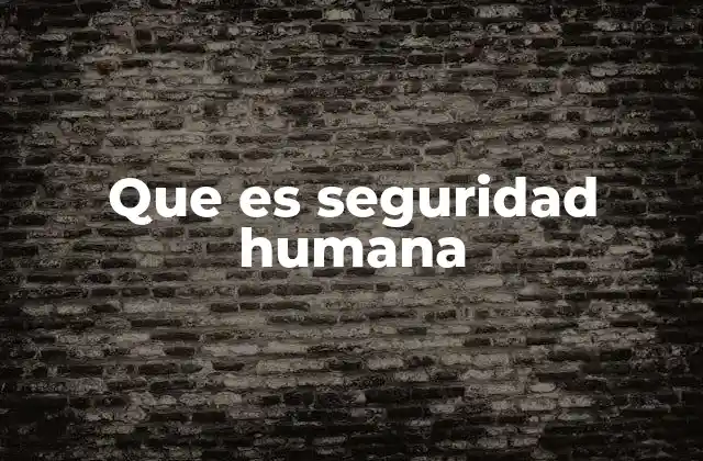 Que es Seguridad Humana