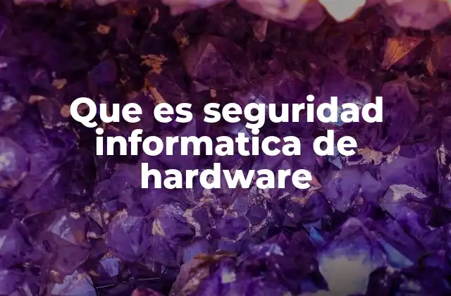 Que es Seguridad Informatica de Hardware