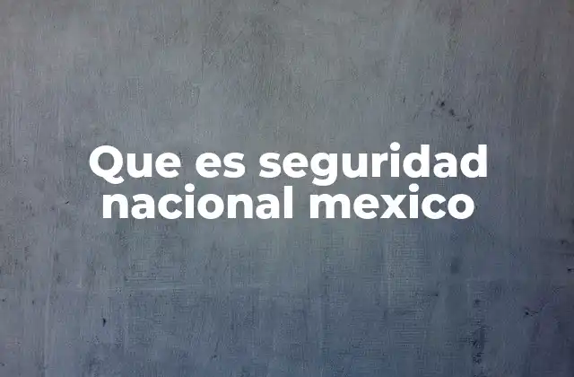 Que es Seguridad Nacional Mexico