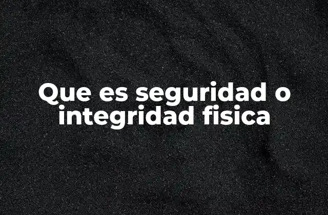 Que es Seguridad o Integridad Fisica