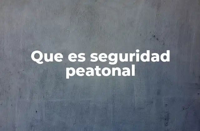 Que es Seguridad Peatonal