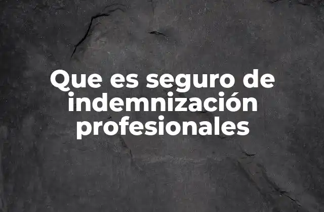 Que es Seguro de Indemnización Profesionales