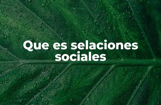 Que es Selaciones Sociales