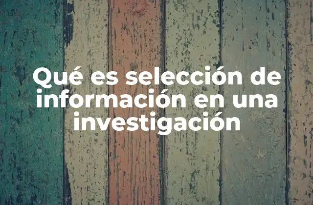 Qué es Selección de Información en una Investigación