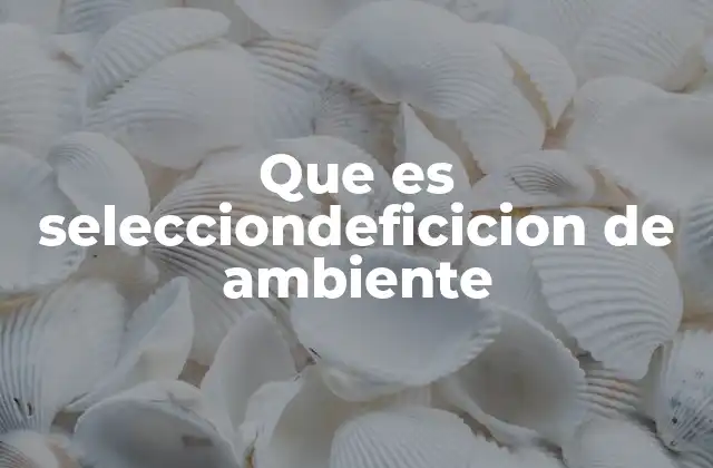 Que es Selecciondeficicion de Ambiente