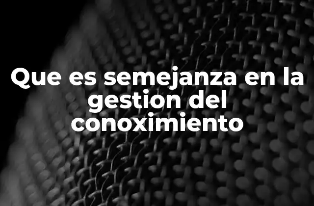 Que es Semejanza en la Gestion Del Conoximiento