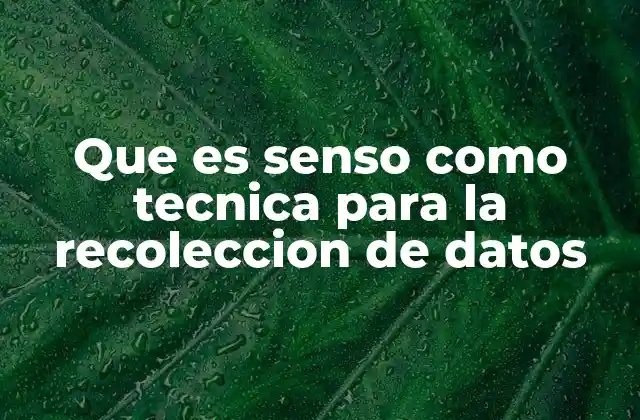 Que es Senso como Tecnica para la Recoleccion de Datos