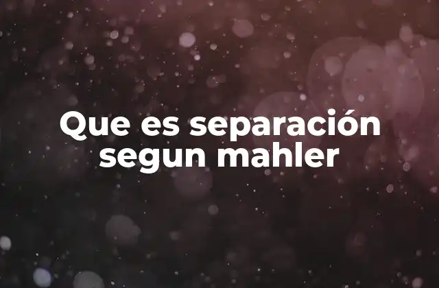 Que es Separación Segun Mahler
