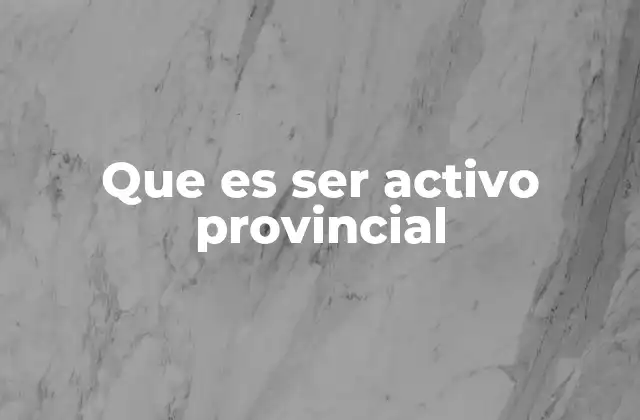 Que es Ser Activo Provincial