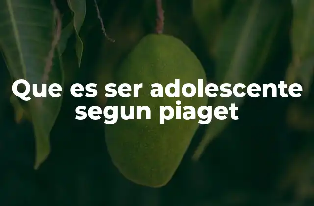 Que es Ser Adolescente Segun Piaget