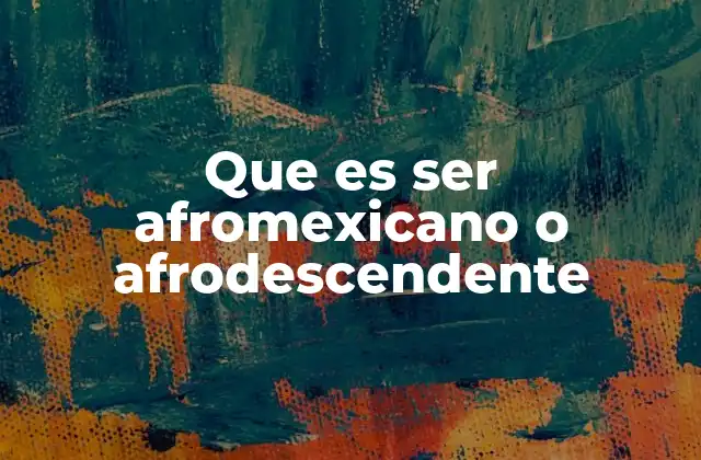 Que es Ser Afromexicano o Afrodescendente