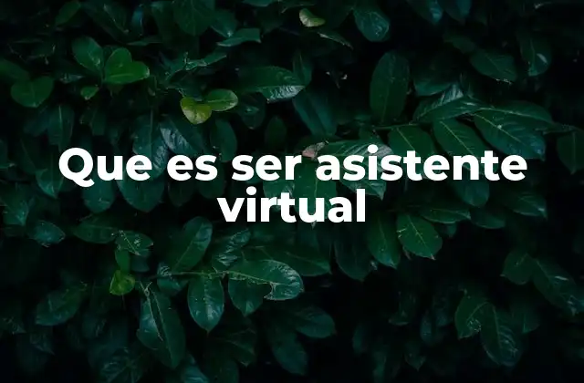 Que es Ser Asistente Virtual