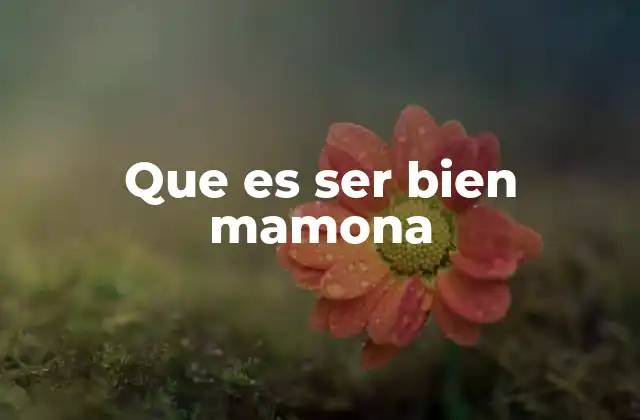 Que es Ser Bien Mamona
