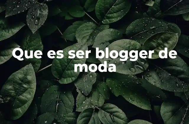 Que es Ser Blogger de Moda