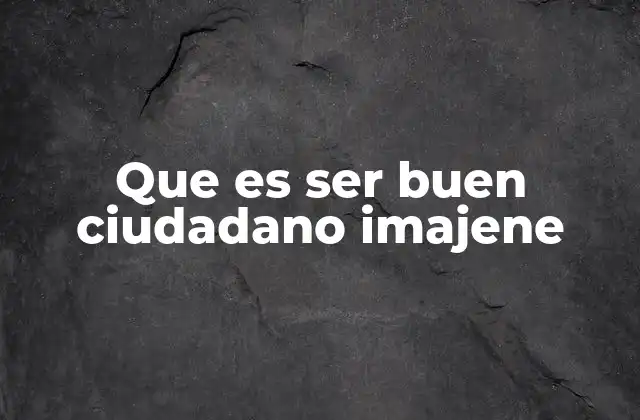 Que es Ser Buen Ciudadano Imajene