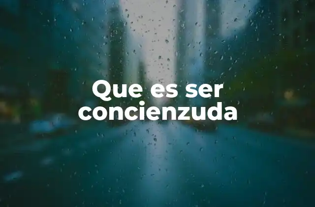 Que es Ser Concienzuda