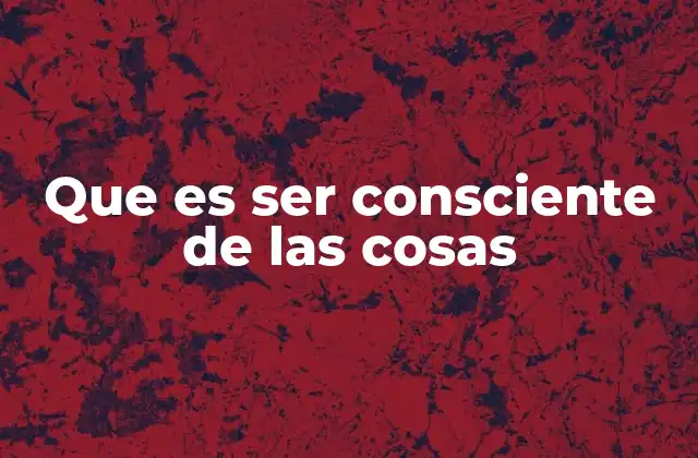 Que es Ser Consciente de las Cosas