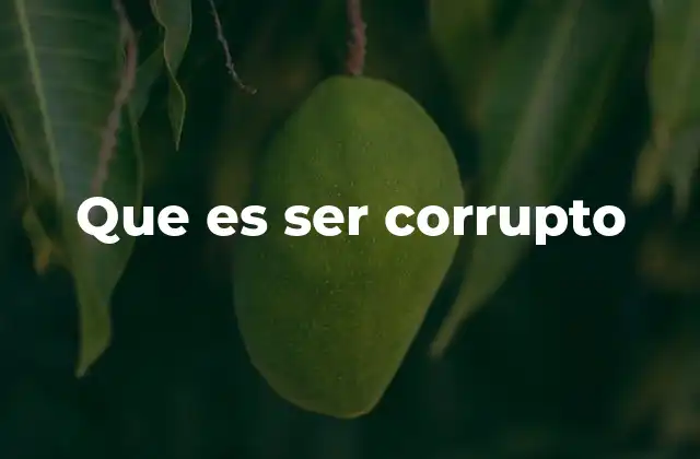 Que es Ser Corrupto
