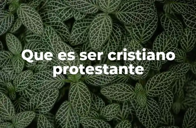Que es Ser Cristiano Protestante