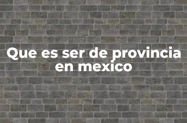Que es Ser de Provincia en Mexico