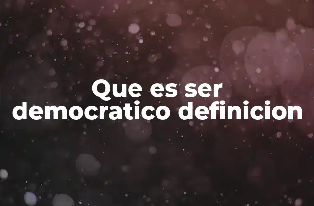 Que es Ser Democratico Definicion