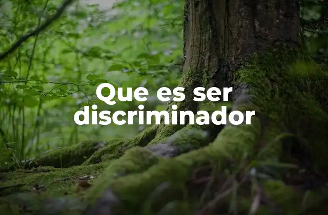 Que es Ser Discriminador