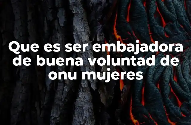 Que es Ser Embajadora de Buena Voluntad de Onu Mujeres